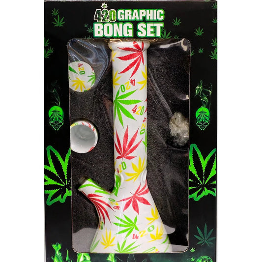 420 Graphic 35cm Glass Bong Gift Set