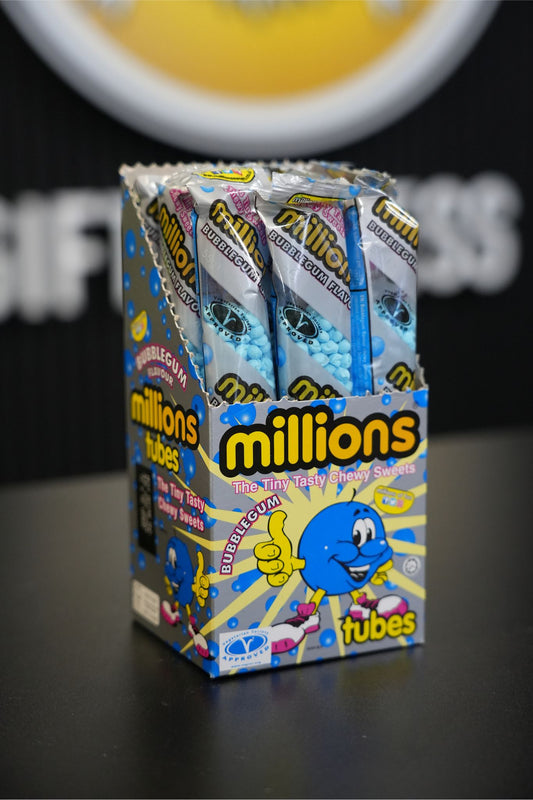 Millions Bubble Gum Tubes UK 55g x 12